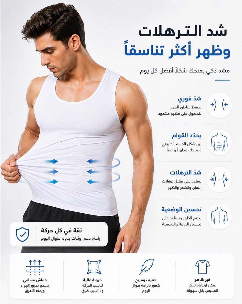 ريلاكس سمارت فيست حزام تنحيف للرجال – قطعتان مشد الجسم والخصر لتصحيح القوام ودعم الظهر أثناء التمرين أو الاستخدام اليومي - Image 3