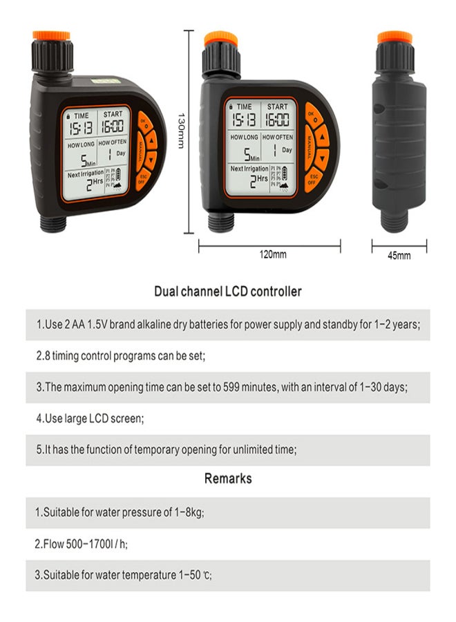 Generic Intelligent LCD Screen Garden Irrigation Control Device Auto Water Saving Irrigation Controller Outdoor Digital Plant Watering Timer  - Image 3