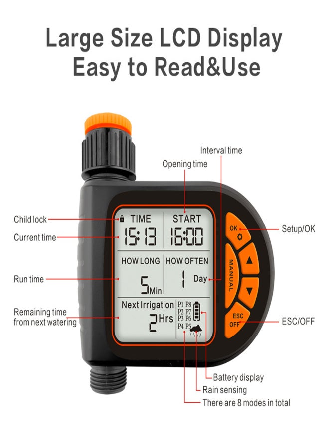 Generic Intelligent LCD Screen Garden Irrigation Control Device Auto Water Saving Irrigation Controller Outdoor Digital Plant Watering Timer  - Image 4