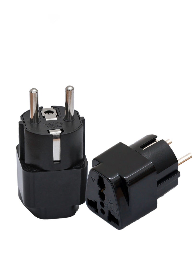 UK to EU Travel Plug Adapter 250V 3-Pin European Power Charger Black for KSA