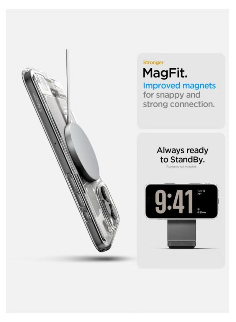 سبايجن غطاء حماية Ultra Hybrid MagFit لهاتف iPhone 16 Pro مع MagSafe (2024) Zero One من التيتانيوم الطبيعي - Image 4