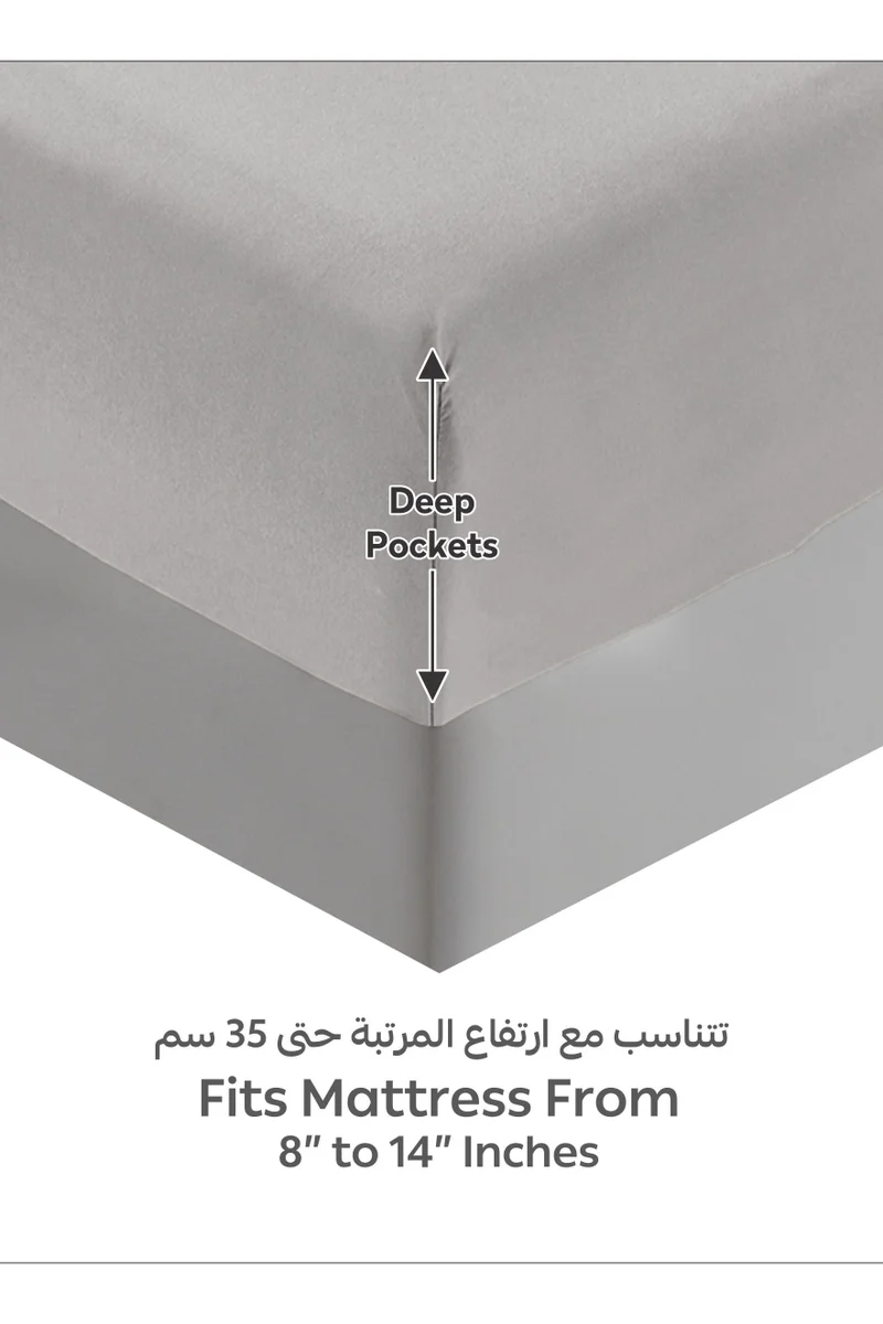 دوناتيلا Bedding Fitted Sheet - Fits 200x200 Cm For King Bed - 3 Pcs (1 Fitted Sheet and 2 Pillowcases) - 35 Cm Deep Pocket - Solid Bed Sheet