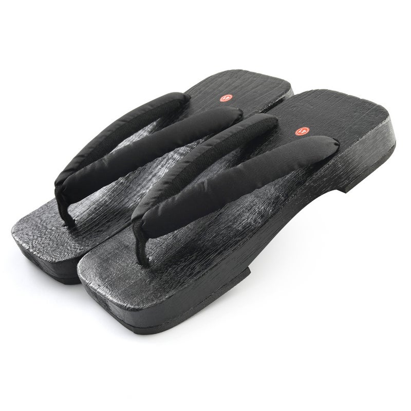 أحذية خشبية عصرية تناسب جميع الأوقات للرجال - أحذية خشبية يابانية كاجوال للاستخدام المنزلي والخارجي، صنادل غير قابلة للانزلاق ذات نعل سميك - حزام أسود نقي - Image 3