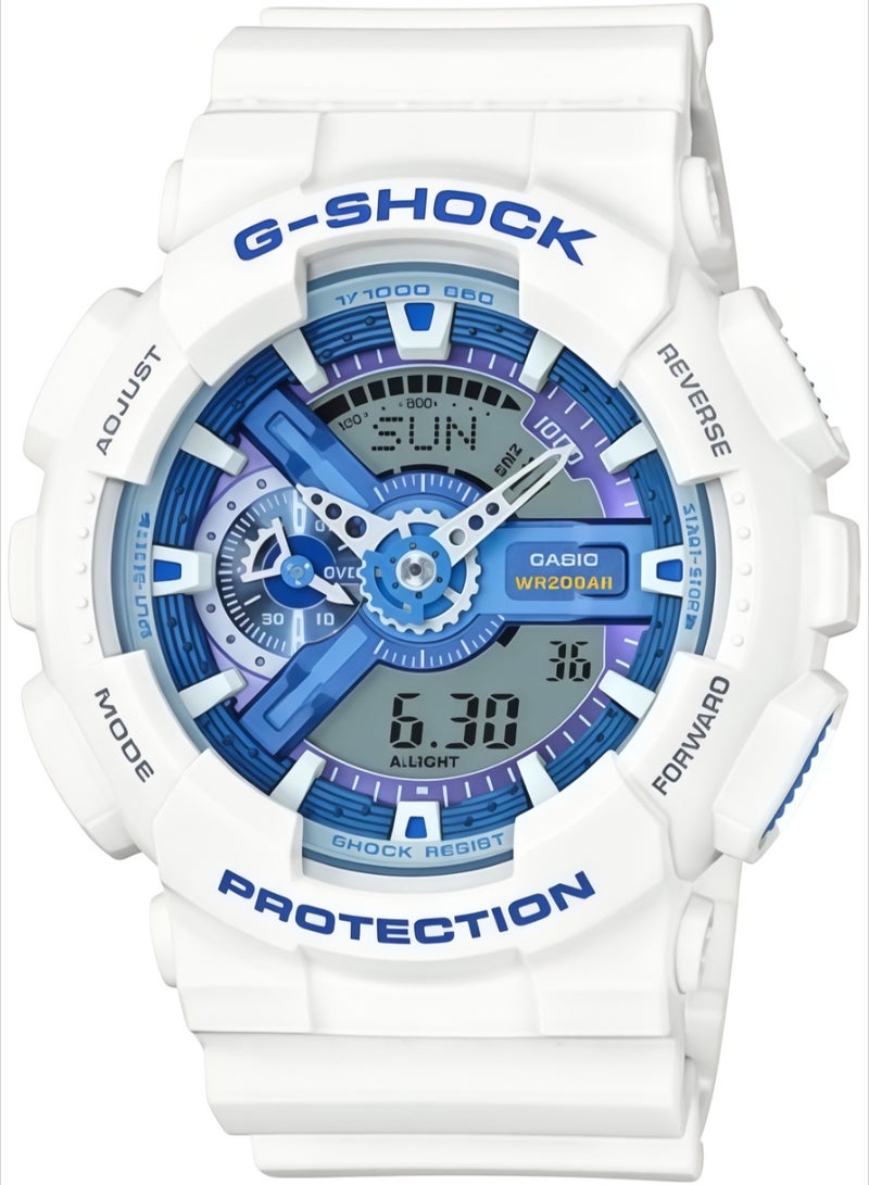 G-SHOCK Casio G-SHOCK Series Summer Exclusive Color Matchway Classic Hands Shockproof and Waterproof Sport Quartz Movement Blue Dial GA-110WB-7A - Image 1