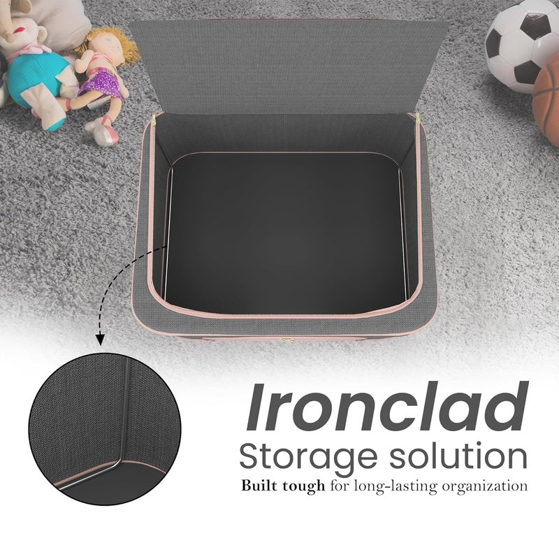 Kuber Industries Pack of 6 Foldable 66 Liter Cloth Organizer for Storage with Steel Frames Zip Handles See Through Saree Organiser for Wardrobe Seasonal Home Items LJ1GRY Grey - Image 4