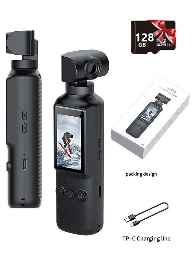 AUSEK 4K Body Camera , Vlogging Action Camera, 4K/60FPS with 270° Rotating Lens, 1.99-inch Screen, Included 128G Card, EIS Stabilization for Meeting, and Daily Use,for Outdoor Riding Shooting Vlog - Image 1