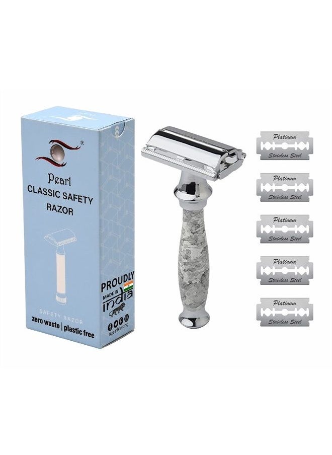 PEARL Pearl Shaving Butterfly Safety Razor for Men - Reusable Ecofriendly Twist to open shaving Razor for Men | Premium Single Blade Razor for Men Razor | Classic & Traditional Shaving Kit for Men | Men's S  - Image 2