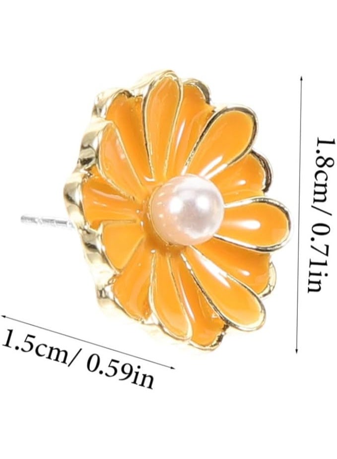 Daisy 1Pair Daisy Ear Studs for Women Asymmetrical Flower Small Dainty Jewelry for Teens Unique Special Occasions Durable and Eye Design - Image 1