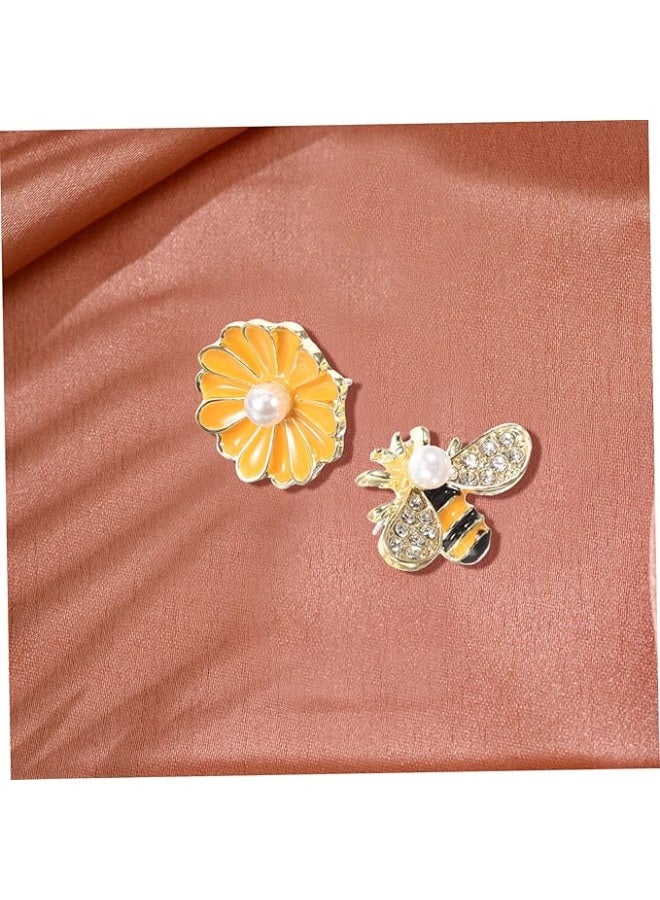 Daisy 1Pair Daisy Ear Studs for Women Asymmetrical Flower Small Dainty Jewelry for Teens Unique Special Occasions Durable and Eye Design - Image 5