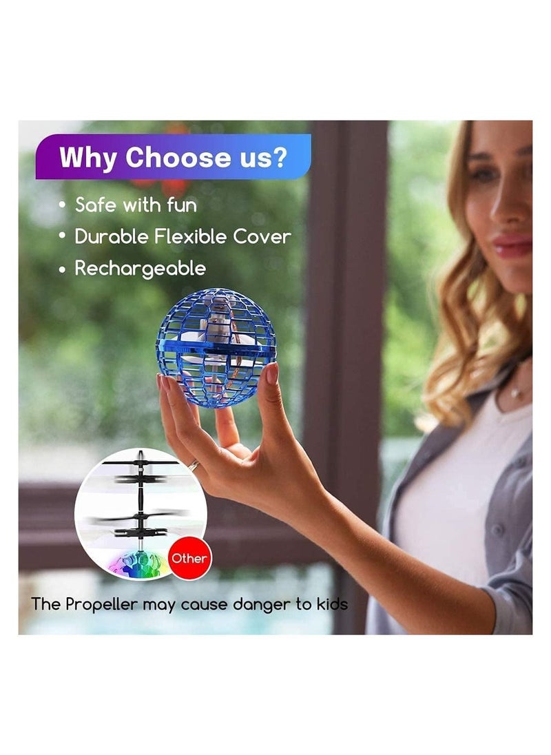 Flying ball toy Globe Shape Magic Controller mini flying toy, built-in RGB light rotator 360° rotation, suitable for children and adults outdoor and indoor magic flying toys (Red)