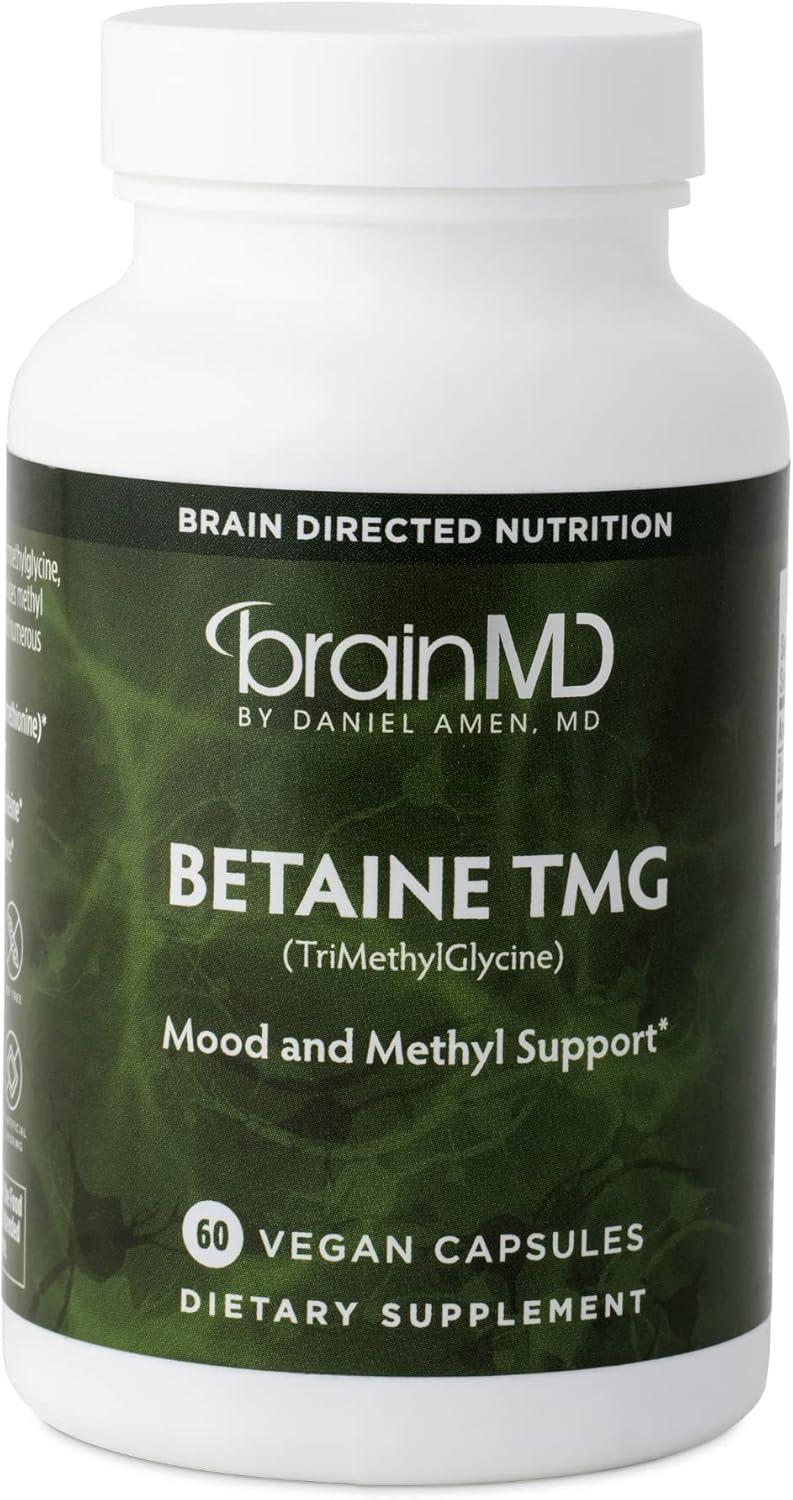 BRAINMD دكتور أيمين براين إم دي بيتاين تي إم جي 60 كبسولة دعم المزاج ميثيل خالي من الجلوتين 30 حصة - Image 1