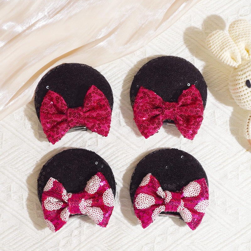 CellElection 8PCS Mouse Ears Hair Clips for Women Girls Mouse Bows Barrettes Hair Accessories for Party Favor Halloween Christmas - Image 3