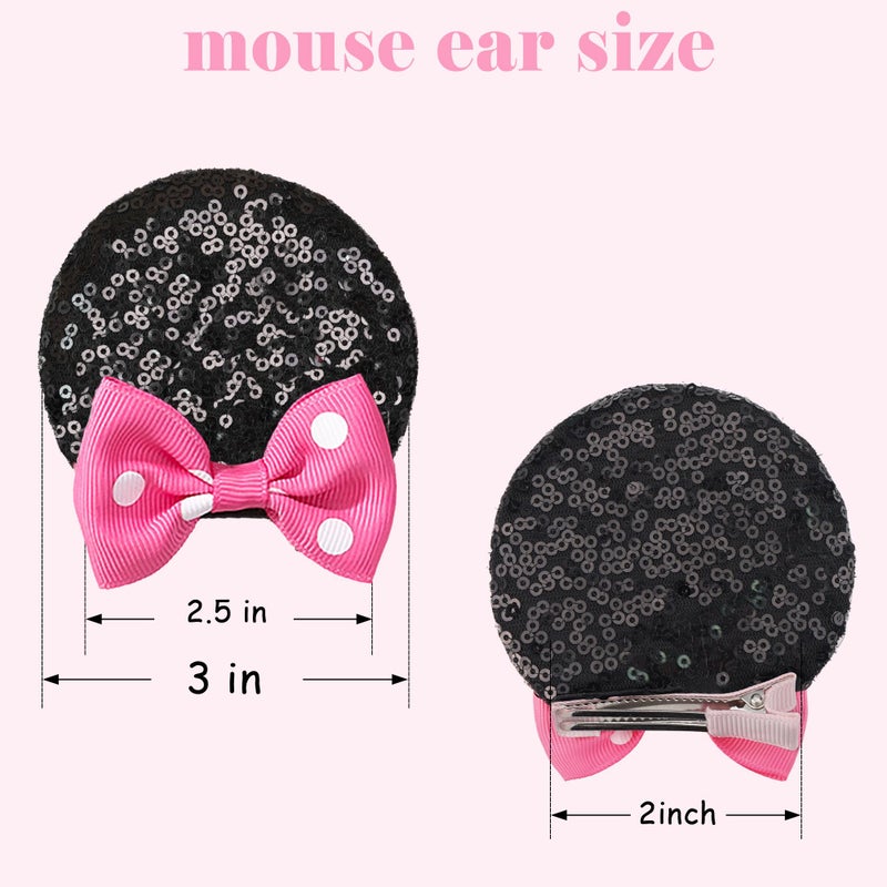 CellElection 8PCS Mouse Ears Hair Clips for Women Girls Mouse Bows Barrettes Hair Accessories for Party Favor Halloween Christmas - Image 5