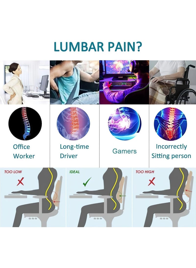 TRASSLE Lumbar Support Pillow for Office Chair, Memory Foam Cushion with Updated 3D Mesh Cover for Back Pain Relief, Ideal for Computer/Desk Chair, Car Seat, Gaming Chair, Recliner - Image 3