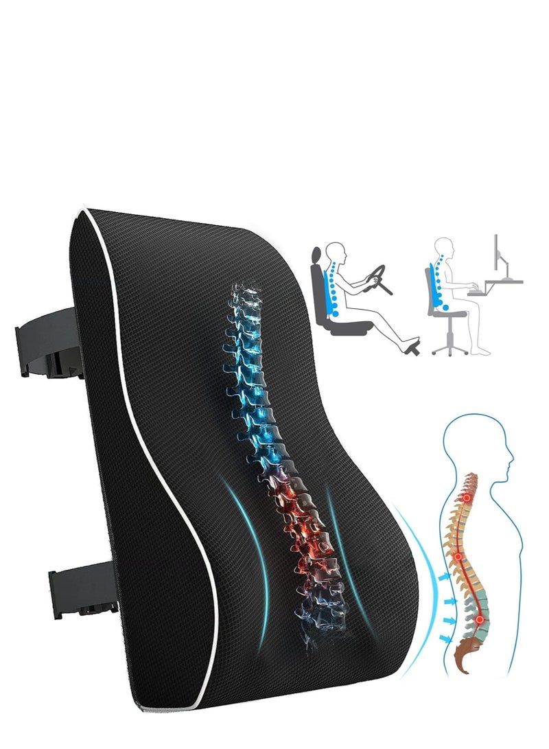TRASSLE Lumbar Support Pillow for Office Chair, Memory Foam Cushion with Updated 3D Mesh Cover for Back Pain Relief, Ideal for Computer/Desk Chair, Car Seat, Gaming Chair, Recliner - Image 1