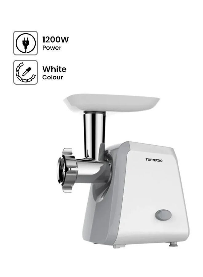 TORNADO Meat Grinder Stainless Discs, Turbo Speed, 1200 W MG-1200T White - Image 1