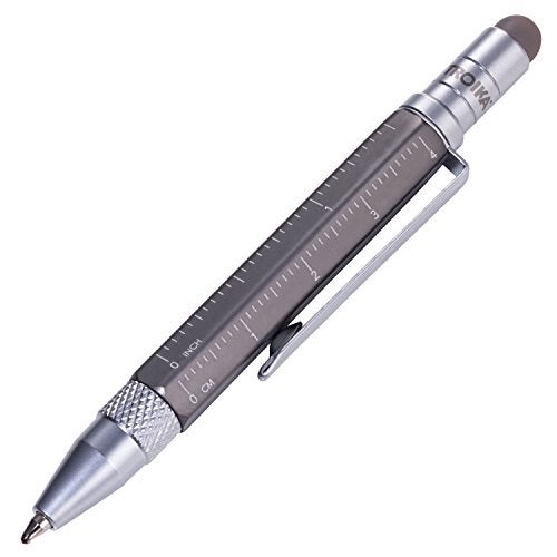 Troika CONSTRUCTION LILIPUT – PIP25/TI – Multitasking ballpoint pen (small) – Tool Pen– centimetre and inch ruler – slotted and Phillips screwdriver – stylus (titanium colour) original - Image 1