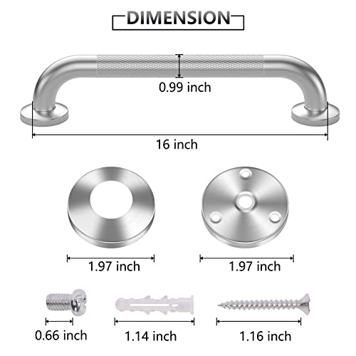 Gotega Grab Bars for Shower 2 Pack 16 Inch AntiSlip Safety Shower Handle for Senior Stainless Steel Shower Grab Bars Handicap Elderly Bathtub and Toilet Bathroom Assist - Image 3