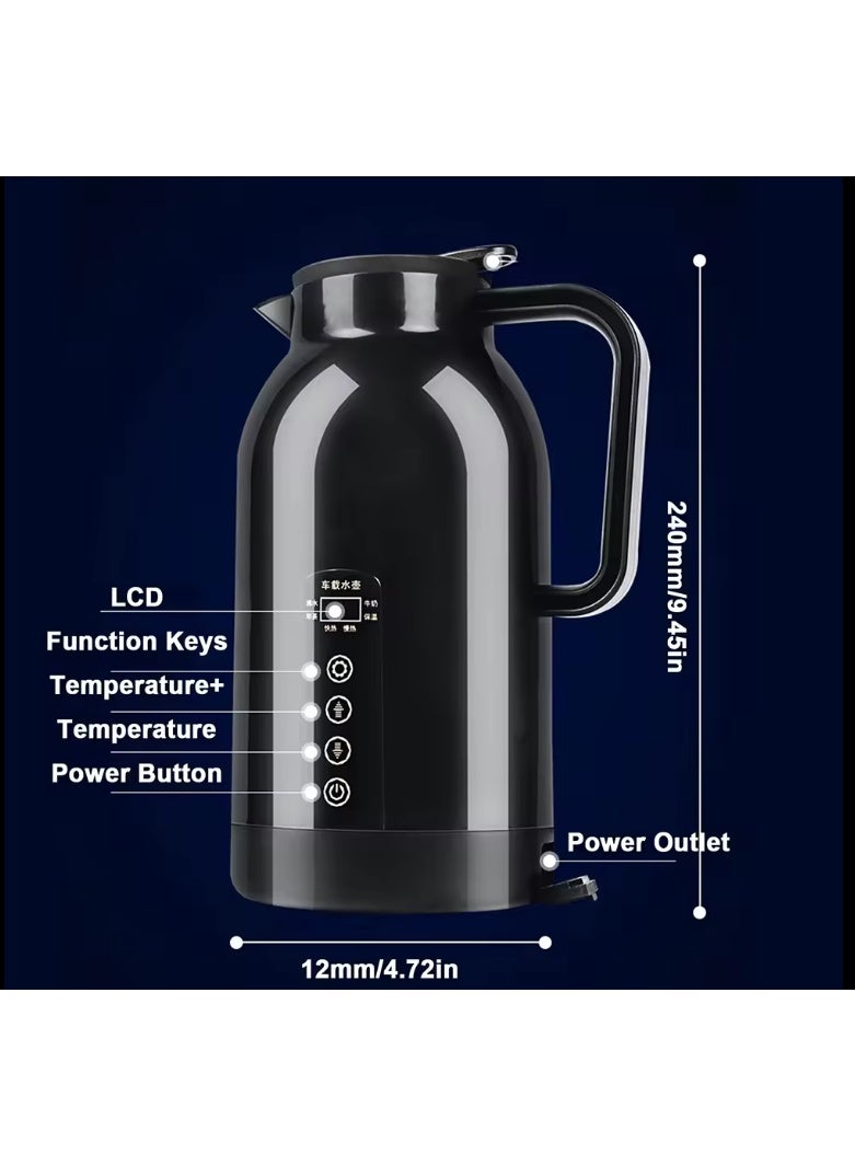 DLC 1.3L Car Electric Kettle & Thermos – Dual 12V/24V Fast Boiling Travel Kettle, Stainless Steel, Auto Shut-Off, Touch Screen, 2-Year Warranty 1300 ml 24 W 2254 black - Image 4