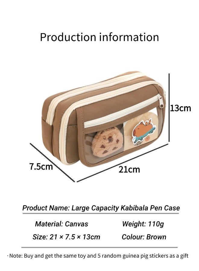 Capybara Pencil case, Large Capacity Pencil Pouch with Compartments, Cute Transparent Capybara Pencil Case, , Durable Wide Opening Mouth Pencil Pouch, Easy to Classify and Organize Stationery Suitable for Students, Teachers, Office Use [Brown, Dolphin Door Eternal]  - Image 2