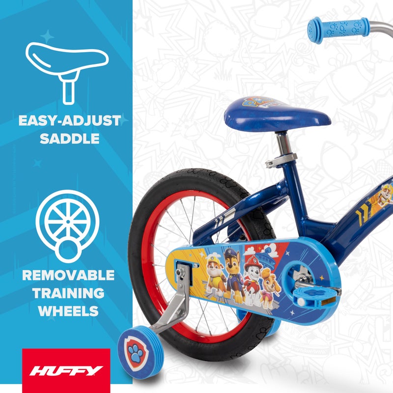 Huffy Paw Patrol 16 Inch Kids Bike with Training Wheels, LED Spoke Lights, Bicycle for Kids Age 4-6, Max Weight 60lbs, Blue Steel Frame, Custom Paw Patrol Features - Image 3