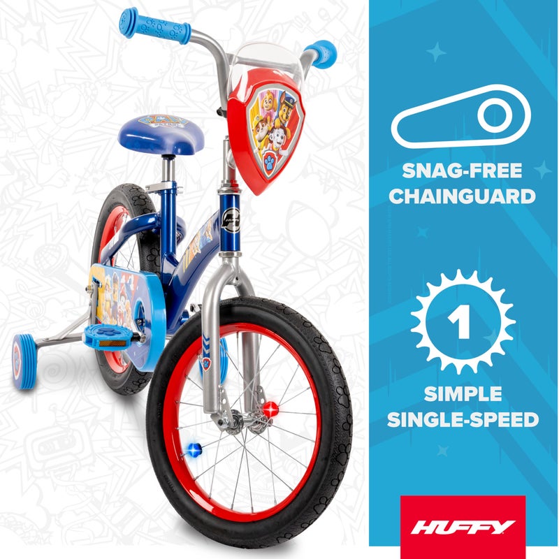 Huffy Paw Patrol 16 Inch Kids Bike with Training Wheels, LED Spoke Lights, Bicycle for Kids Age 4-6, Max Weight 60lbs, Blue Steel Frame, Custom Paw Patrol Features - Image 4