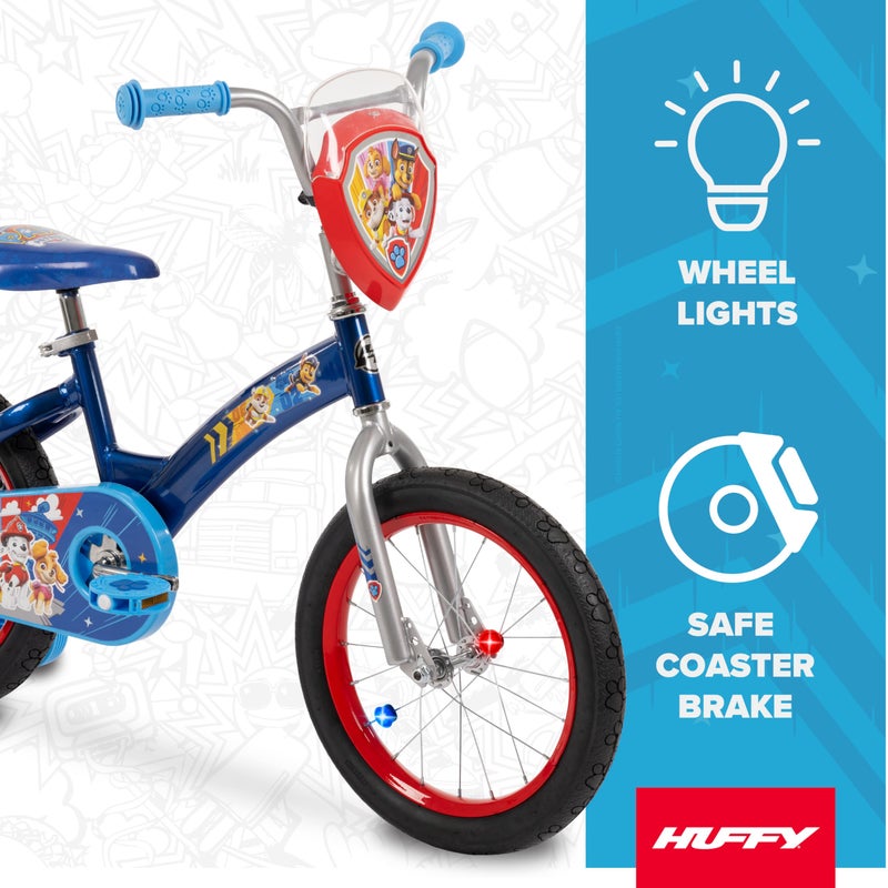 Huffy Paw Patrol 16 Inch Kids Bike with Training Wheels, LED Spoke Lights, Bicycle for Kids Age 4-6, Max Weight 60lbs, Blue Steel Frame, Custom Paw Patrol Features - Image 2