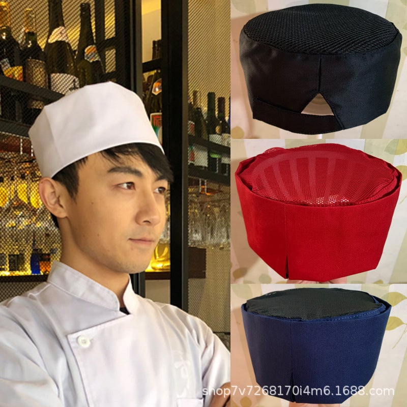 Japanese And Korean Style Cooking Cap Waiter Work Cap Chef Cap Kitchen Breathable Flat Top Cap Net Top Cap - Image 2