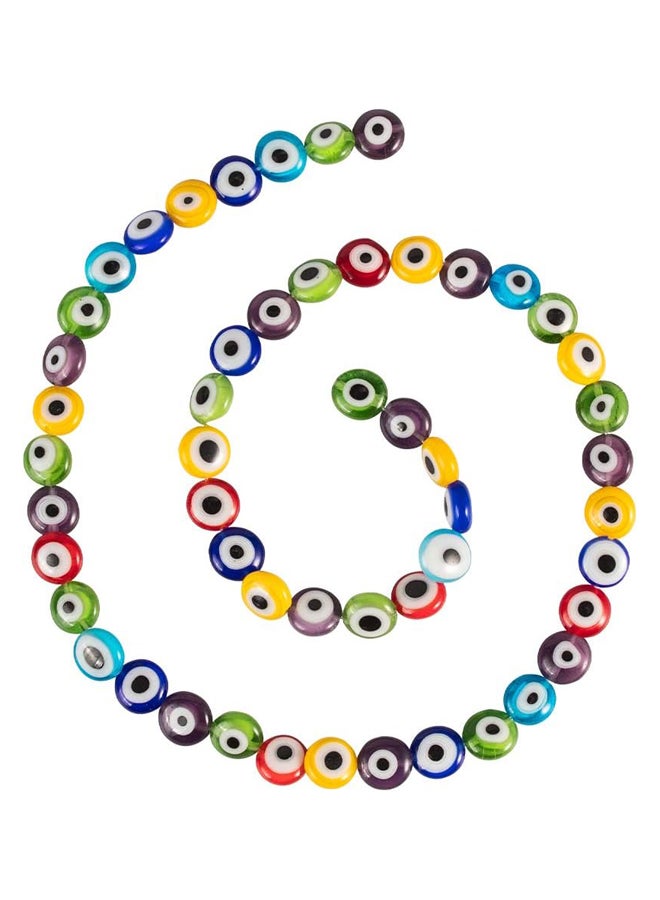 1 Strand (about 51 Pcs) Mixed Color Flat Round Handmade Evil Eye Lampwork Beads Charms Spacer Beads Fit Bracelets Necklace Jewelry Making - Image 4