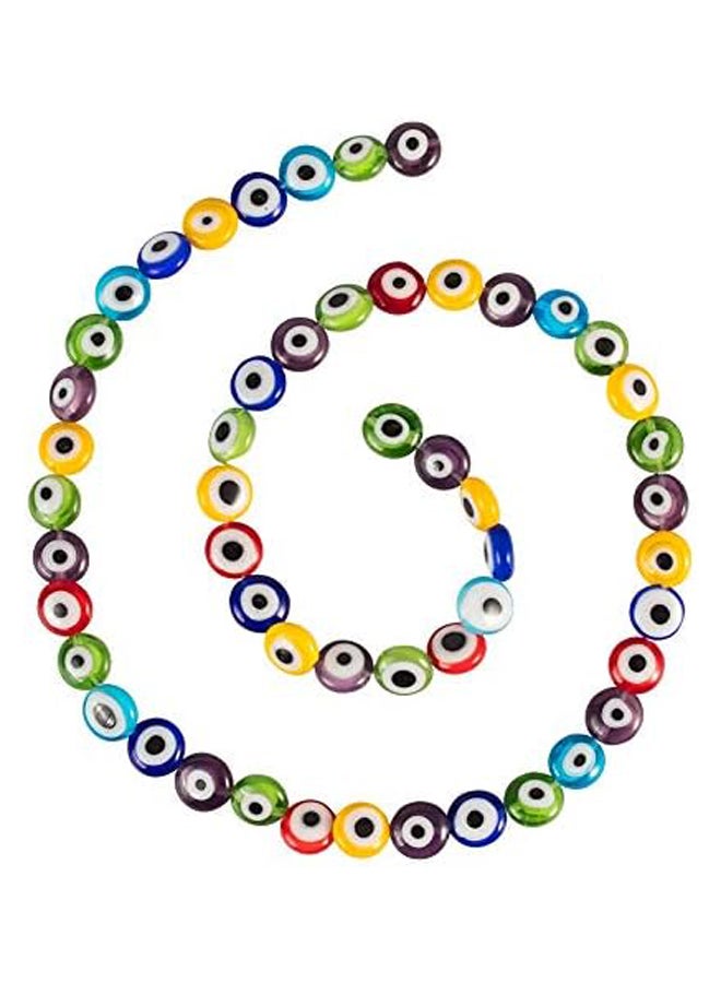 1 Strand (about 51 Pcs) Mixed Color Flat Round Handmade Evil Eye Lampwork Beads Charms Spacer Beads Fit Bracelets Necklace Jewelry Making - Image 2