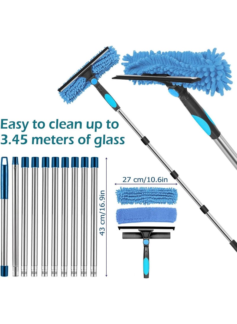 Bukela Window Cleaner, 4.3m Telescopic Window Squeegee Cleaning Kit, Window Cleaning Equipment With Silicon Squeegee & Microfiber Scrubber,Shower Squeegee For Glass,Car,Floor,Wall - Image 5