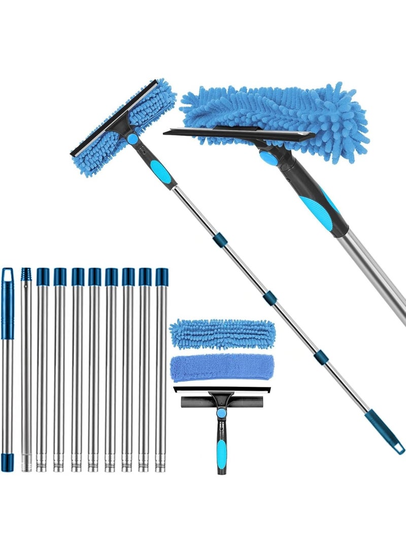 Bukela Window Cleaner, 4.3m Telescopic Window Squeegee Cleaning Kit, Window Cleaning Equipment With Silicon Squeegee & Microfiber Scrubber,Shower Squeegee For Glass,Car,Floor,Wall - Image 1