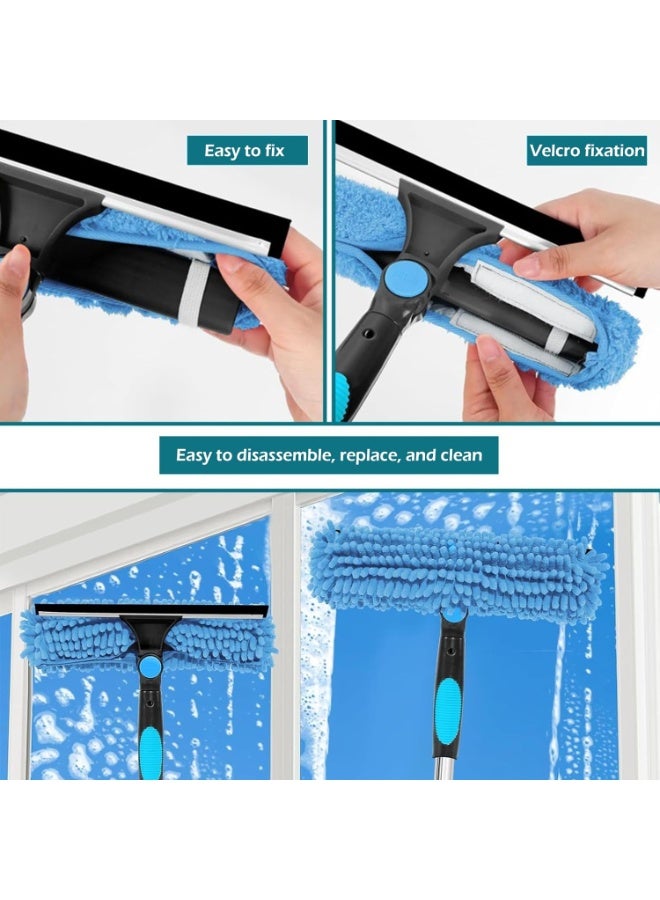 Bukela Window Cleaner, 4.3m Telescopic Window Squeegee Cleaning Kit, Window Cleaning Equipment With Silicon Squeegee & Microfiber Scrubber,Shower Squeegee For Glass,Car,Floor,Wall - Image 3