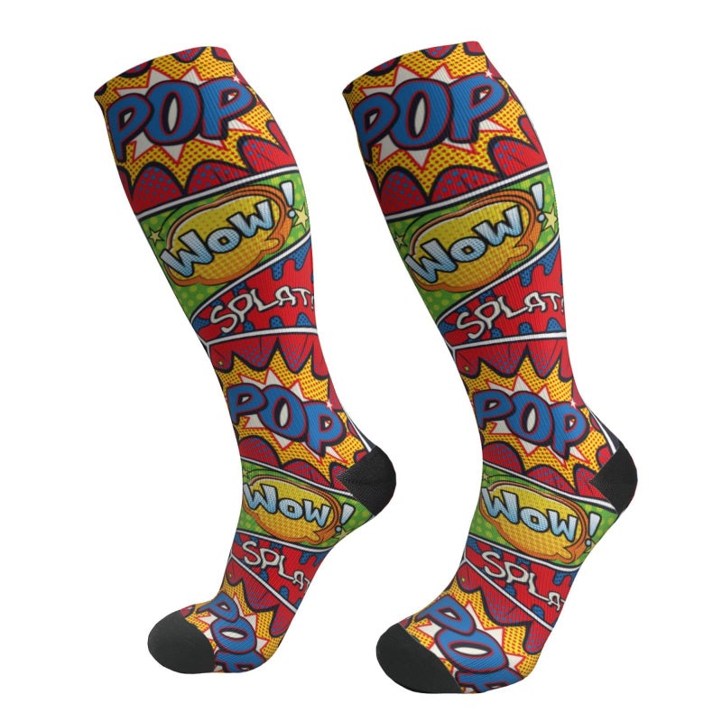 ANSGSD Retro Pop Art Comic Shout Compression Socks Women And Men For Nurses Travel Pregnancy Recovery Running Athletic - Image 1