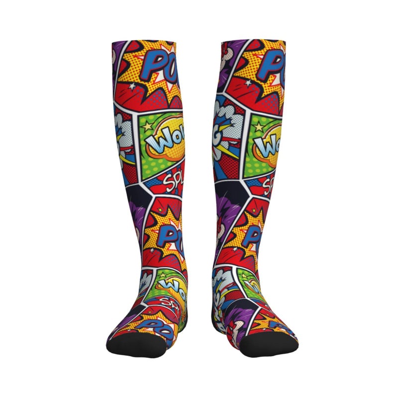 ANSGSD Retro Pop Art Comic Shout Compression Socks Women And Men For Nurses Travel Pregnancy Recovery Running Athletic - Image 4