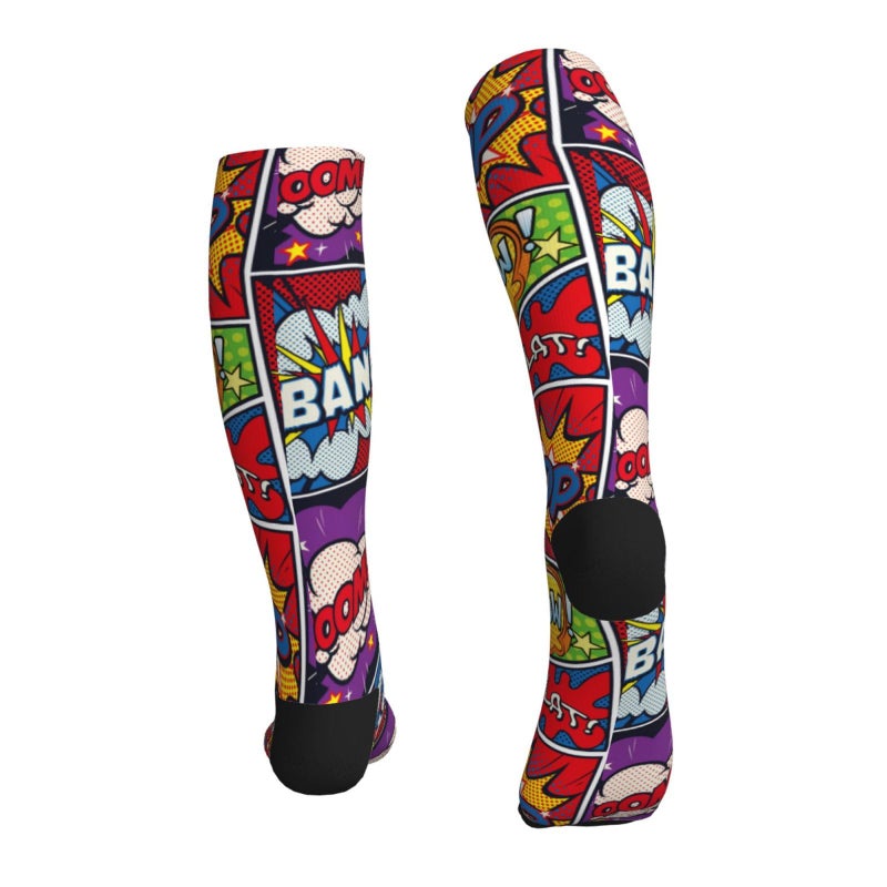 ANSGSD Retro Pop Art Comic Shout Compression Socks Women And Men For Nurses Travel Pregnancy Recovery Running Athletic - Image 5