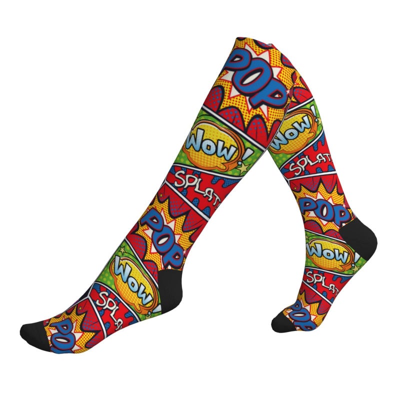 ANSGSD Retro Pop Art Comic Shout Compression Socks Women And Men For Nurses Travel Pregnancy Recovery Running Athletic - Image 3