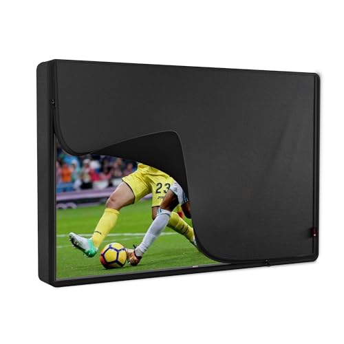 iBirdie Outdoor TV Cover 28 to 32 inch Waterproof, Cover Size 29''W x 19''H, Weatherproof, with Zipper for Outside Flat Screen 28 to 32 inch TV, Black, 600D Thick Fabric Protector - Image 1