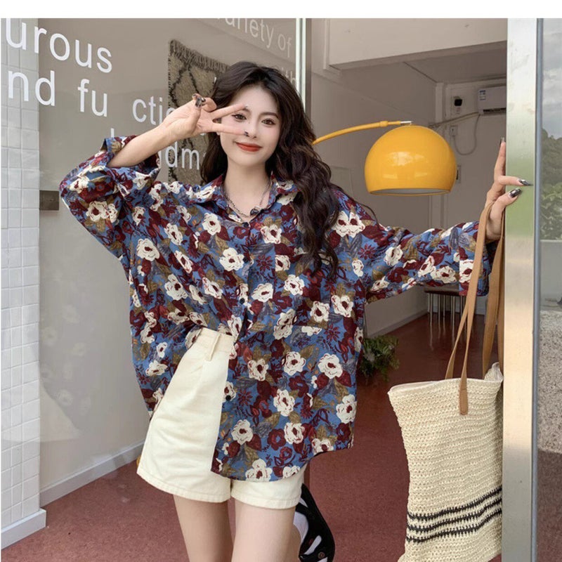 Sister gathering uniform wedding wedding bridesmaid group photo performance clothing 90s retro Hong Kong style floral shirt - Image 1