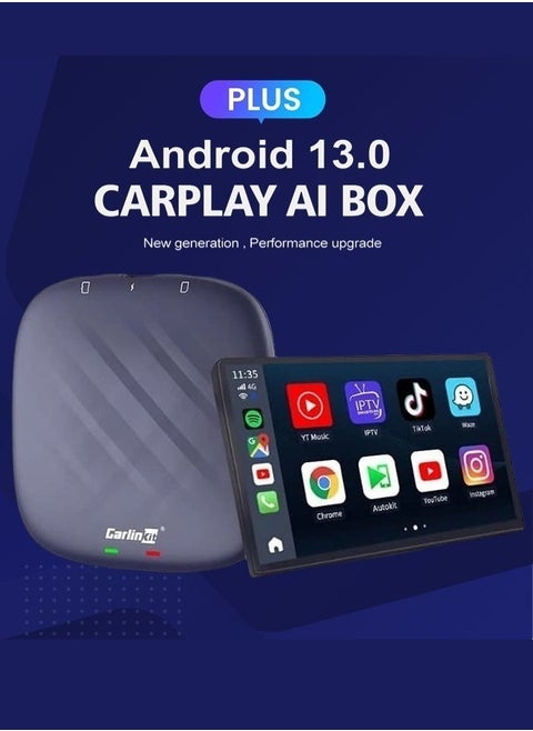 كارلين نت صندوق كار بلاي بنظام اندرويد 13 بذاكرة 8+128GB، سلسلة الترا مع كوالكوم QCM6125، يأتي مع نظام اندرويد اوتو كاربلاي وجوجل بلاي، فقط لسيارات كاربلاي السلكية من المصنع