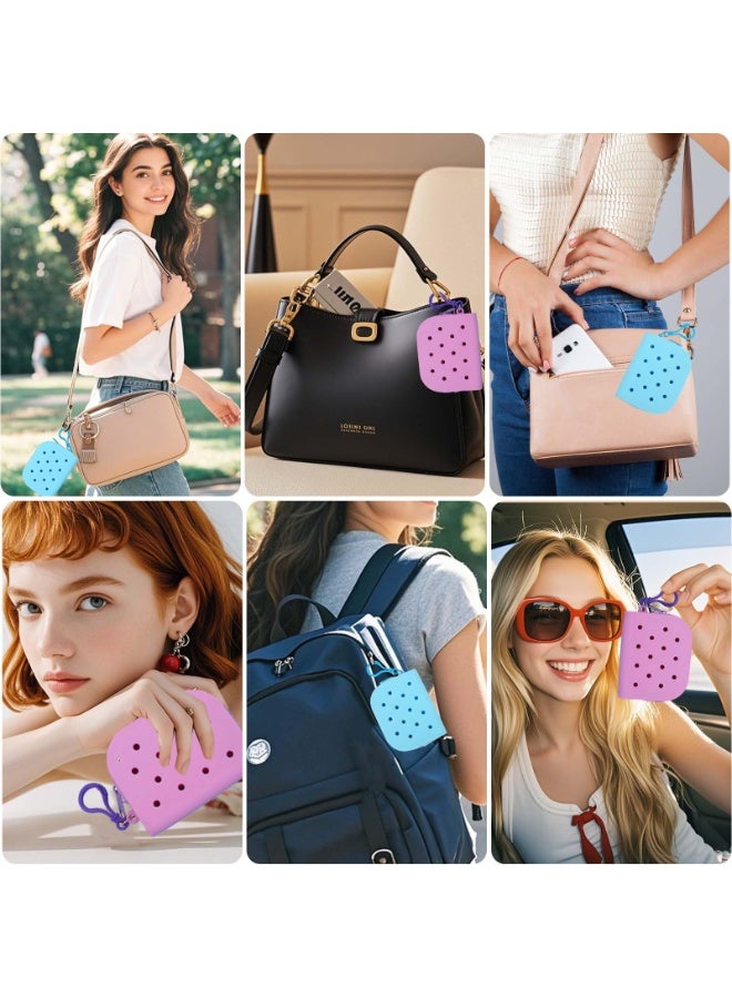 Soft Silicone Mini Coin Purse with Zipper and Cartoon Hole, Portable Keychain Pouch Organizer for Women,2 Packs - Image 2