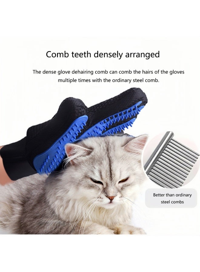 Upgraded High Efficiency Pet Hair Removal Gloves - Gentle Hair Removal Brush for Long and Short Hair Dogs, Cats and Horses - 1 Pair (Blue) - Image 2