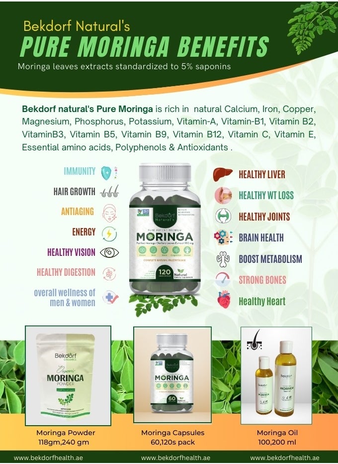 Bekdorf - Moringa -120 Vegan Capsules (Complete Natural Multivitamin) - Image 1