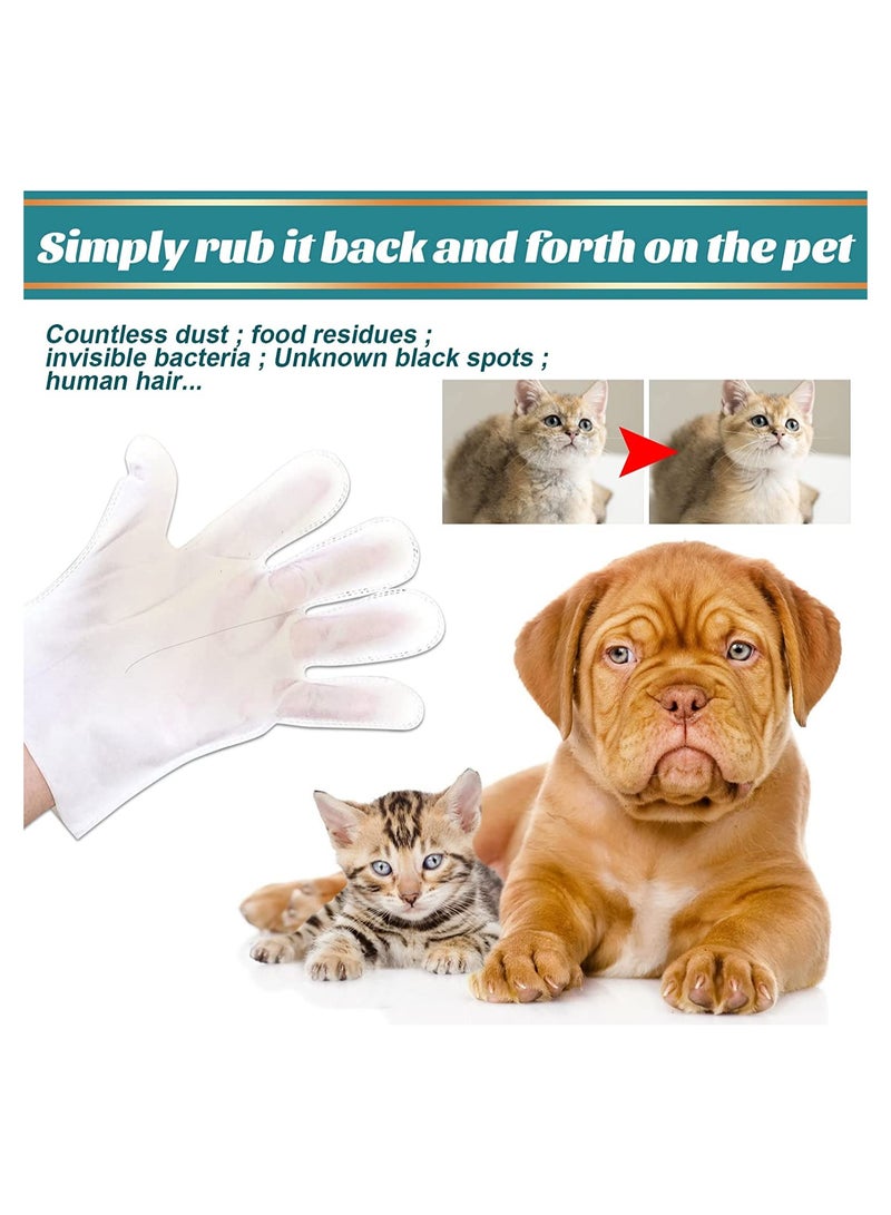 KASTWAVE Pet Rinse Free Grooming Gloves, Gentle Deshedding Brush Glove for Face, Ear, Eye, Paws, Pet Body Gloves, Disposable Plant-Based Bath Wipes, Thick Extra, 10Pcs - Image 3