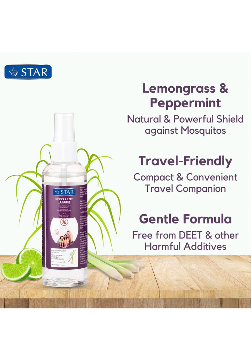 SZ Star - Mosquito Repellant Spray 100ml x 3 Packs - Deet Free Insects Killer Spray - Bug and Tick Repellent Liquid with Organic Lemongrass & Peppermint Extracts - Indoor Outdoor Mosquito Killer - Image 1