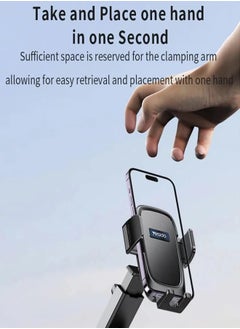 Yesido Car Phone Holder with Adjustable Silicone Padded Claw, PU Leather Back, Suction Cup Base, Yesido C262 - Black  - Image 2