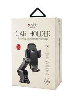 Yesido Car Phone Holder with Adjustable Silicone Padded Claw, PU Leather Back, Suction Cup Base, Yesido C262 - Black  - Image 5