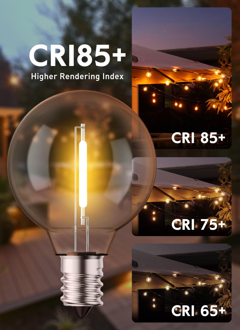 Brightown G40 Led Replacement Light Bulbs 1W Shatterproof Globe Bulb fits E12 Candelabra Screw Base, 1.5 Inch Dimmable Light Bulbs for Indoor Outdoor String Lights, Patio Cafe Decor, Warm White, 25 Pack - Image 4