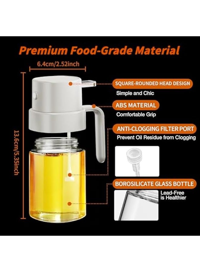 OCTOBER 2pcs 6.8 OZ/ 200 ML Oil Sprayer for Cooking, Premium Oil Spray Bottle for Kitchen, Food-grade Olive Oil Sprayer, Portable Oil Mister for Air Fryer, Outdoor BBQ and Camping (White u0026 Grey) - Image 5
