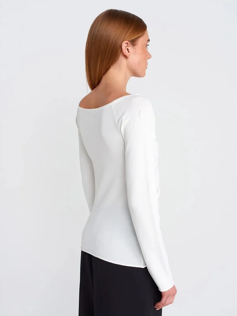 ديلفين Dilvin Women's Slim Fit Ribbed V-Neck Sweater